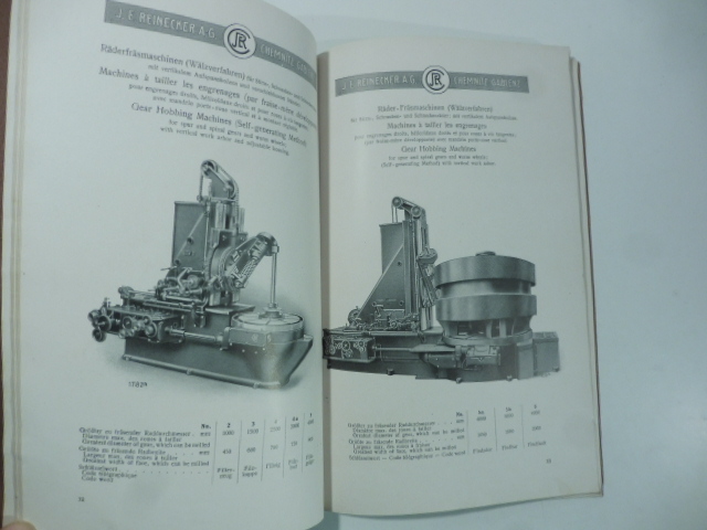 Reinecker. Chemintz-Gablenz. Katalog auszug. Werkzeugmaschinen